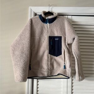 Patagonia Cream Fleece with Navy Details